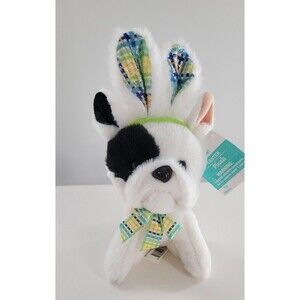 Easter Small Puppy Dog Stuffed Plush Animal 10" Wearing Bunny Ears NEW